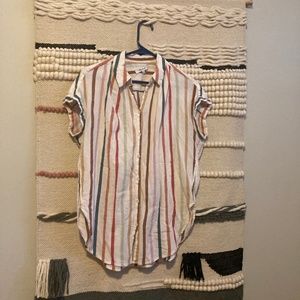rainbow striped button down blouse